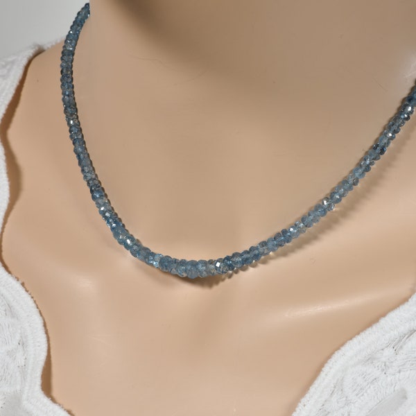 AAA Santa Maria Aquamarine Necklace, Genuine Aquamarine Necklace, Genuine Gemstones Choker