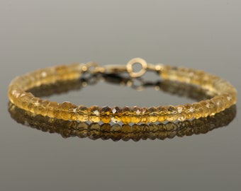 November Birthstone, Delicate Citrine Bracelet, Golden Gemstone Bracelet, Handmade Gemstone Jewelry
