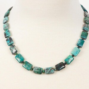 Chrysocolla Gemstone Necklace, Blue Green Natural Stone Choker - Handmade Gemstone Jewelry