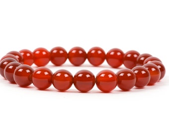 Carnelian Bracelet, Dark Red Genuine Gemstone Bracelet, Handmade Gemstone Jewelry