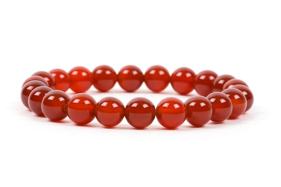 Carnelian Bracelet Dark Red Genuine Gemstone Bracelet Handmade