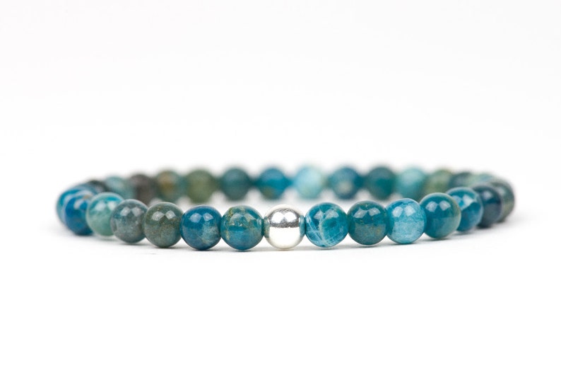 Apatite Bracelet Healing Gemstone 6mm, Motivation Chakra, Handmade Jewelry, unique-gift-for-wife, Handmade Gemstone Jewelry image 2