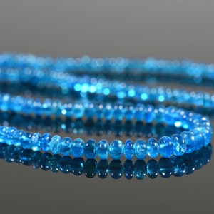 AAA Neon Apatite Necklace, Blue gemstone Jewelry, Smooth Rondells Apatite