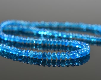 AAA Neon Apatite Necklace, Blue gemstone Jewelry, Smooth Rondells Apatite