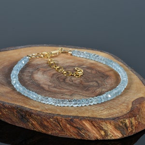 AAA Aquamarin Armband, Zierliches Aquamarin Armband, Natürlicher Aquamarin, 14K Gold Filled