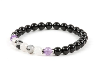 Black Tourmaline Bracelet, Tourmalinated Quartz Natural Gemstone Bracelet, Gemstone Bracelet, Handmade Jewelry, Gemstone Jewelry