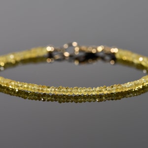 AAA Gelber Saphir Armband, zartes Armband mit hochwertigen Saphiren, Zierliches Armband