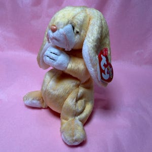 Grace Beanie Baby - The Yellow Bunny Praying - Tag Error - PE Pellets