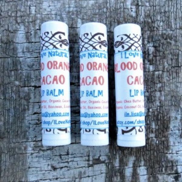 BLOOD ORANGE CACAO Lip Balm Organic and Natural Ingredients