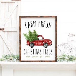 Christmas Tree Farm Printable, Vintage Red Truck, Wall Art Decor, Farmhouse Rustic Print, Christmas Tree Farm Red Truck DIY Sign Printable