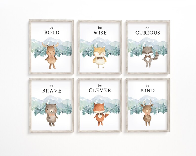 Woodland Nursery Print Set of 6 Boy Nursery Printables - Etsy