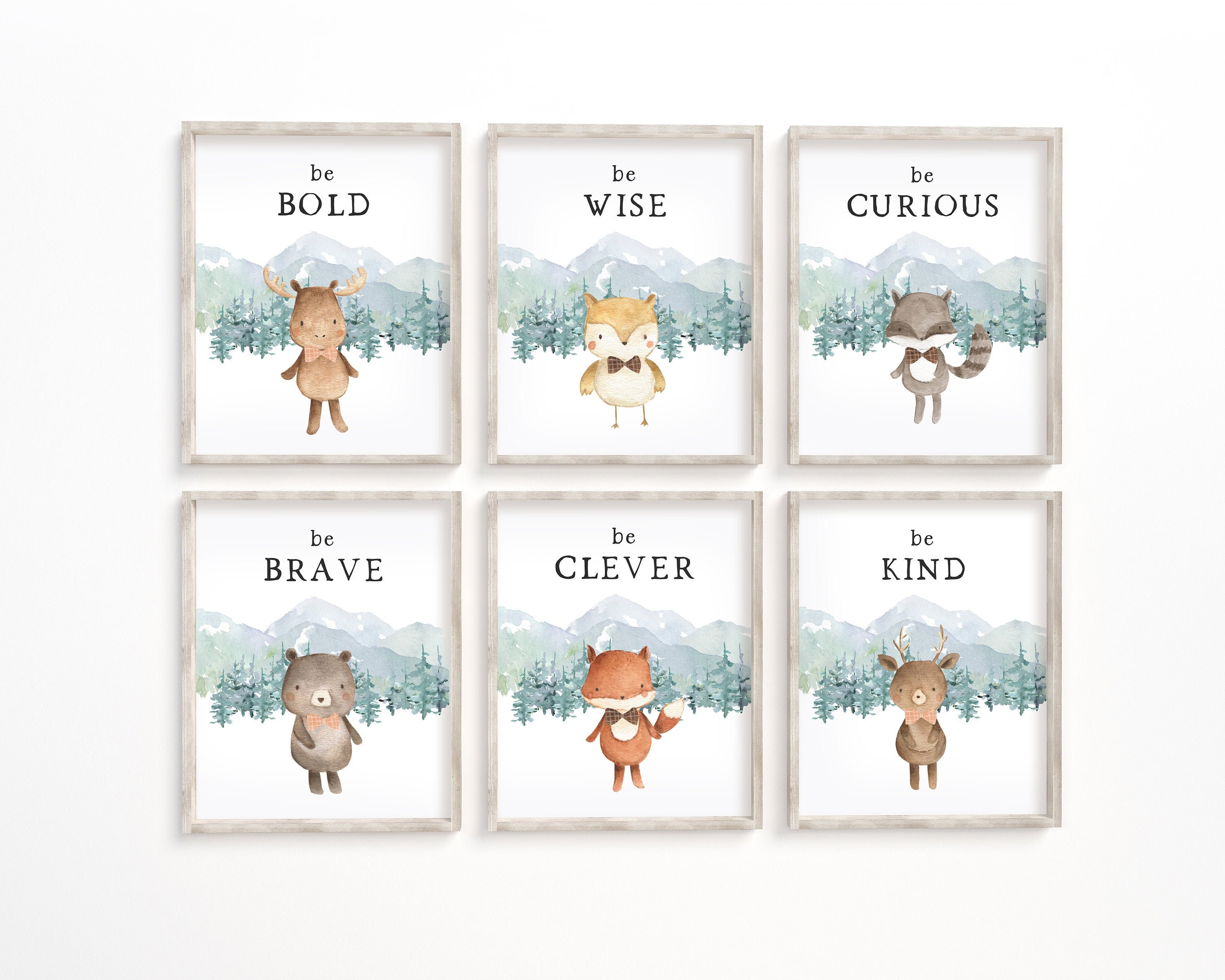 Woodland Nursery Print Set of 6 Boy Nursery Printables | Etsy