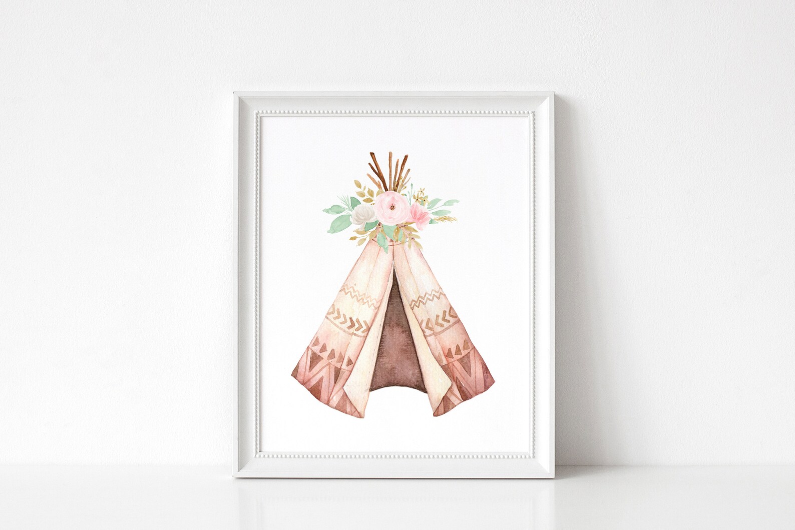Teepee Floral Girl Nursery Printable Wall Art Print Teepee | Etsy