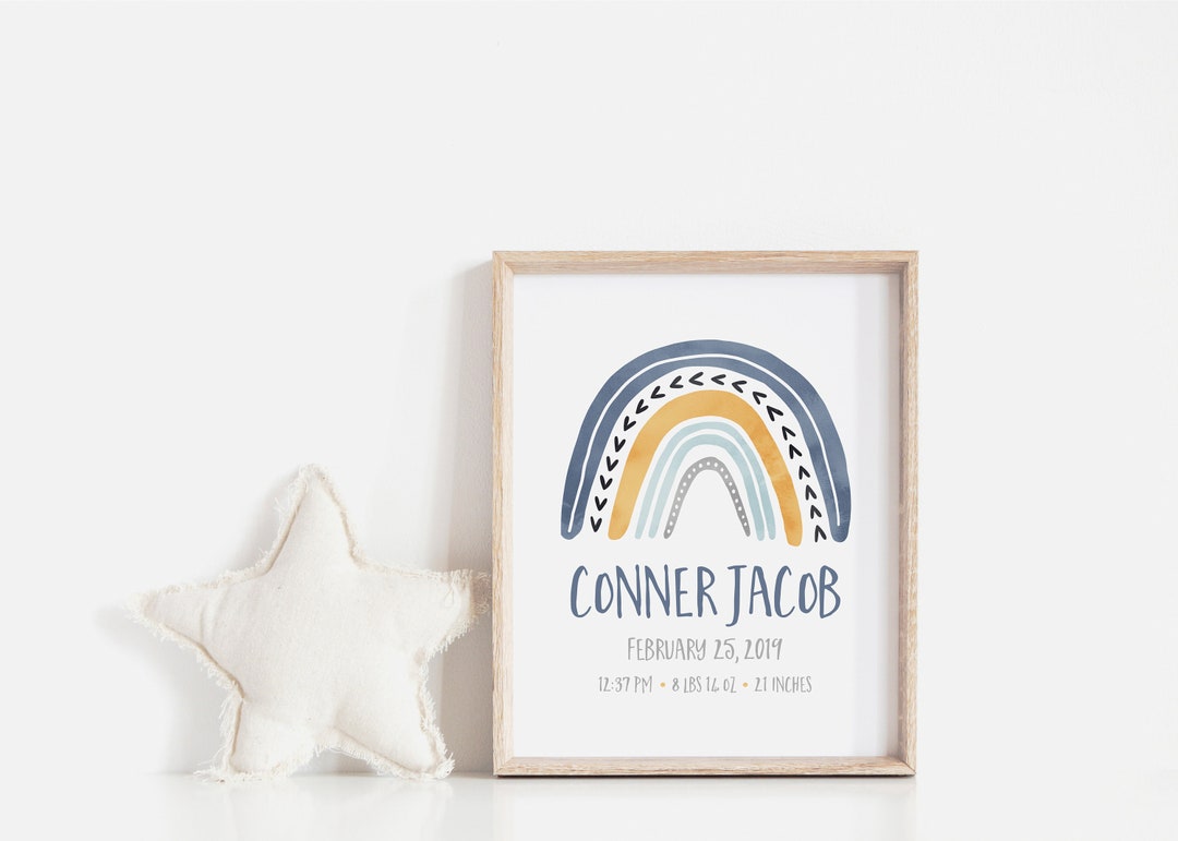 Rainbow Baby Birth Printable Nursery Print Personalized Birth - Etsy