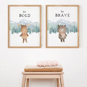 Woodland Nursery Print Set of 6, Boy Nursery Printables, Woodland ...