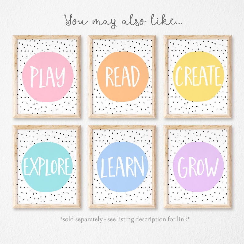 Playroom Decor Print Classroom Poster Printable Set of 6 Kids | Etsy