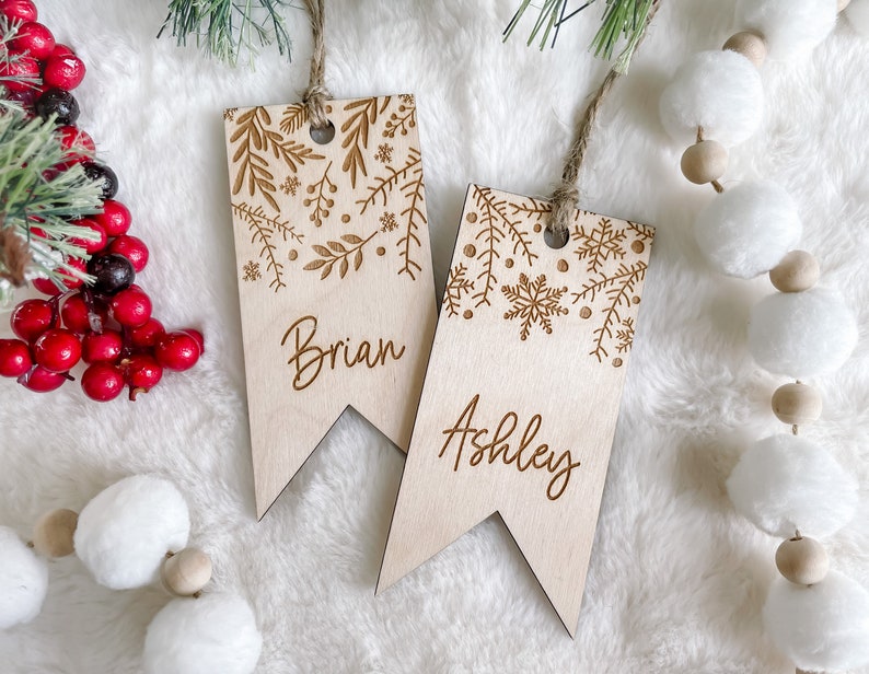 Personalized Christmas Gift Tag Wooden Stocking Tag Custom Etsy