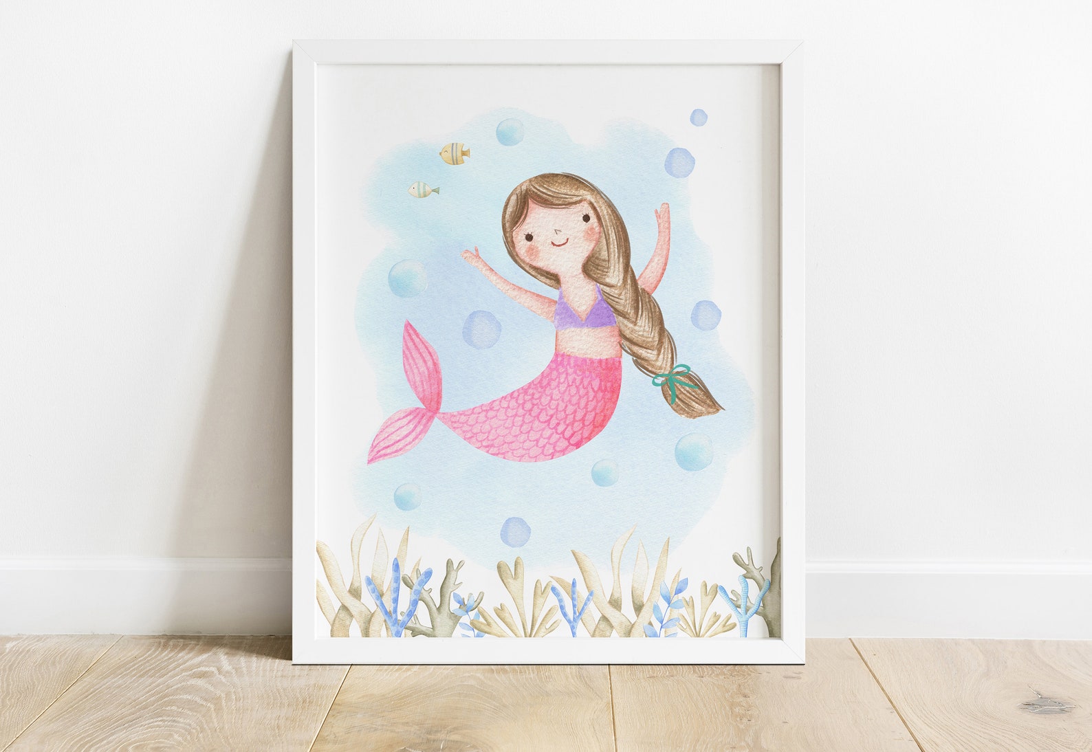 Mermaid Print Set of 4 Girls Mermaid Printable Wall Art | Etsy