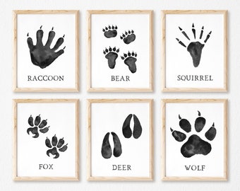 Animal Tracks Printable Woodland Forest Nursery Print | Etsy