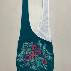 Handmade Upcycled Green Floral Print Hobo Shoulder Purse