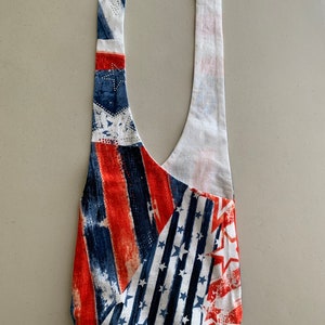 Handmade Upcycled Red White and Blue Embellished Hobo Shoulder Purse