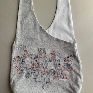 Handmade Upcycled Gray United States Print Hobo Shoulder Purse