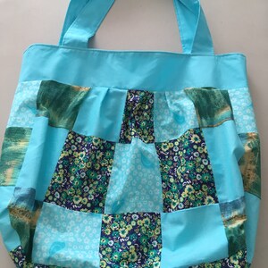 Handmade Upcycled Blue Print Patchwork Shoulder Bag