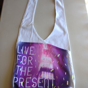 Handmade Upcycled &quot;Live For The Present&quot; Hobo Shoulder Purse