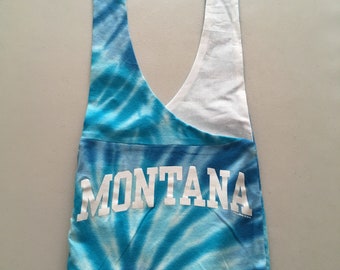 Handmade Upcycled Blue Montana Print Hobo Shoulder Purse
