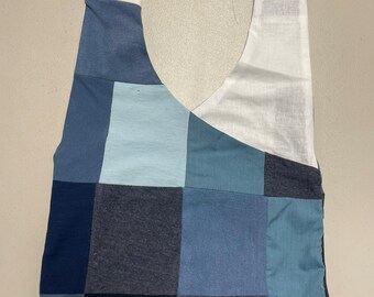 Handmade Upcycled Blue Patchwork Hobo Shoulder Purse