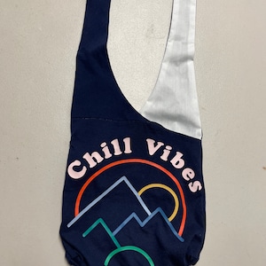 Handmade Upcycled Black Chill Vibes Hobo Shoulder Purse
