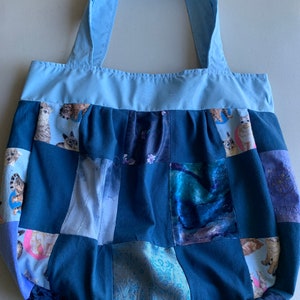 Handmade Upcycled Blue Print Patchwork Shoulder Bag