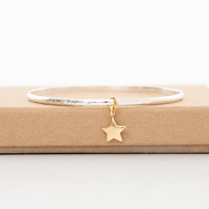 Star bangle - Gold and silver bangle - Star jewellery - Sterling silver bangle - Christmas gift idea