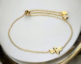 Gold Bee slider bracelet