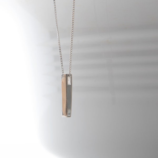 Sterling silver vertical bar necklace