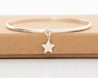 Sterling Silver Star Bangle - Minimalist Jewelry Gift