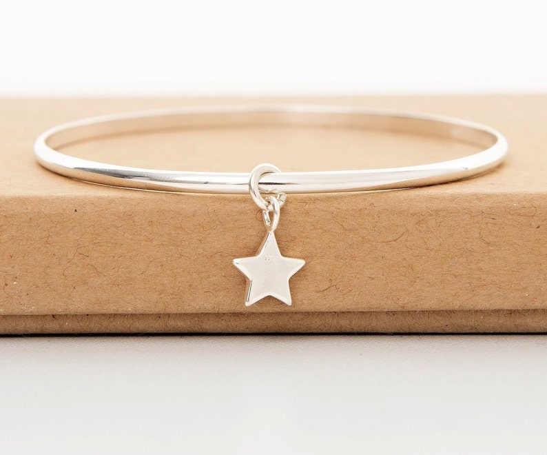 Star Jewellery Sterling silver bangle Star bangle Christmas gift for her Christmas Jewellery Best friend Gift