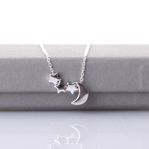 Sterling silver moon and stars necklace
