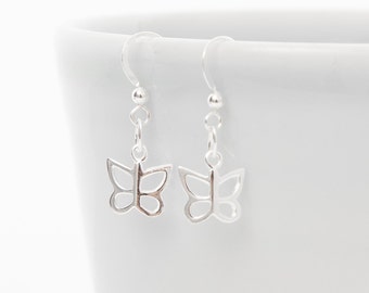 Sterling Silver Tiny Butterfly Earrings – Dangle Jewelry