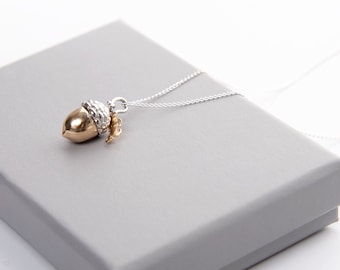 Gold and silver acorn necklace