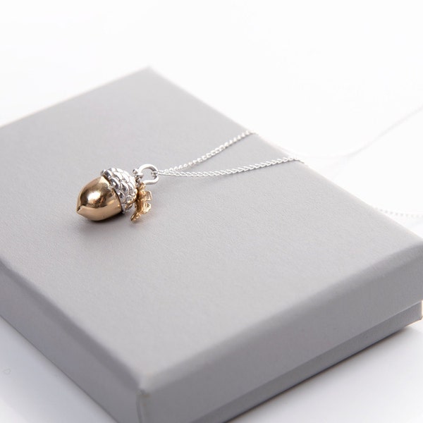 Gold and silver acorn necklace