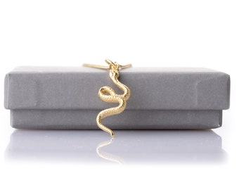 Gold snake pendant necklace