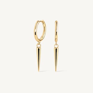 Gold spike huggie earrings