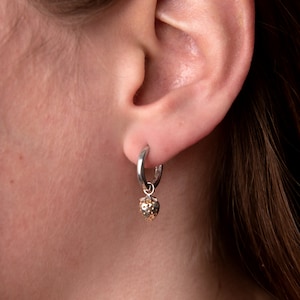 sterling silver and gold strawberry hoop earrings
