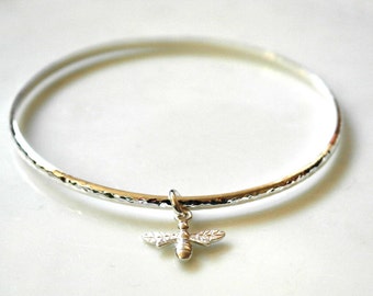 Bee bangle - Bee bracelet - Bee Jewellery - Queen bee - Sterling silver Bangle - Bumble bee bangle - Queen Bee bangle