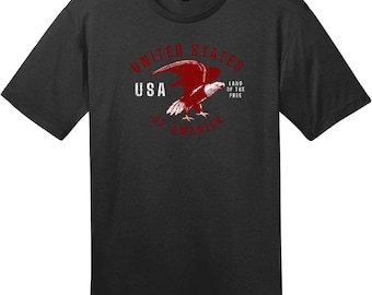 United States Eagle Land of Free T-Shirt, Patriotic T-Shirt, Bald Eagle Tee, USA Pride Shirt, Custom Graphic Tee
