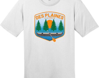 Des Plaines Illinois River Canoe T-Shirt, Des Plaines T-Shirt, Illinois River Tee, Canoe Kayak Paddling Shirt, Custom Graphic Tee