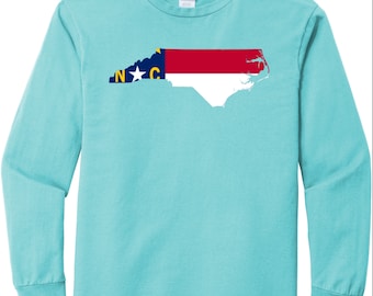 North Carolina State Flag Long Sleeve T Shirt