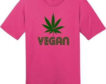 Vegan Pot Leaf T-Shirt, Funny Vegan T-Shirt, Cannabis Leaf Tee, 420 Weed Humor Shirt, Stoner Gift, Custom Graphic Tee