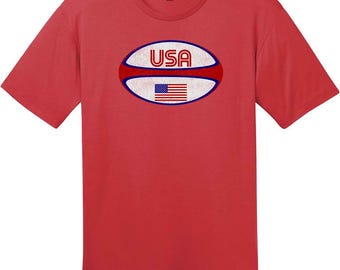USA Rugby Ball T-Shirt, Rugby T-Shirt, USA Rugby Fan Tee, Rugby Player Gift, Custom Graphic Tee